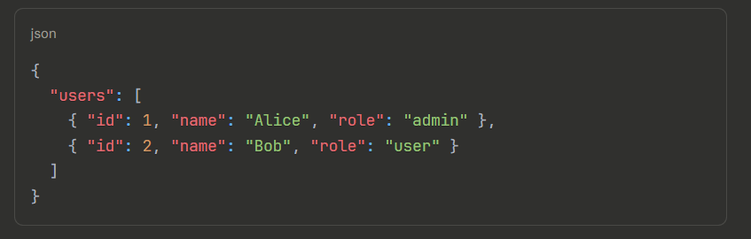 JSON Format Code 
